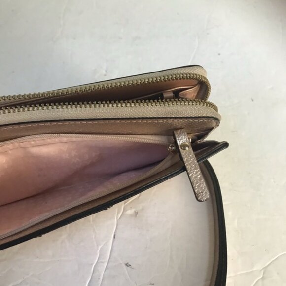 Kate Spade Rose Gold Large Wristlet Metallic Wallet Organizer Clutch Bag Zippy - Picture 7 of 14